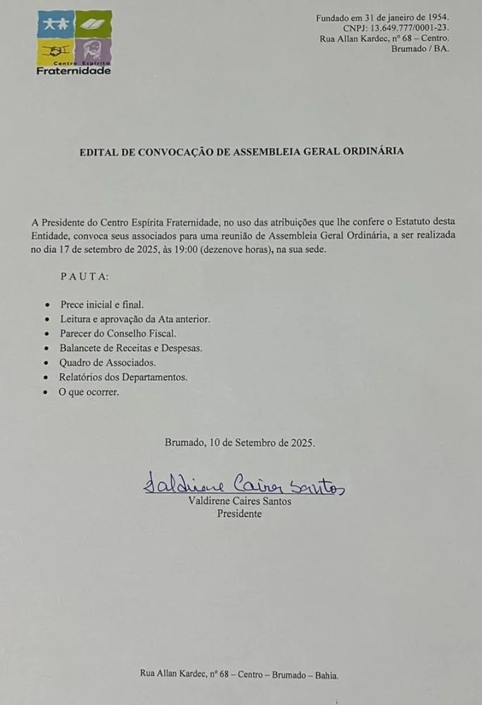 Edital de Convocação De Assembleia Geral