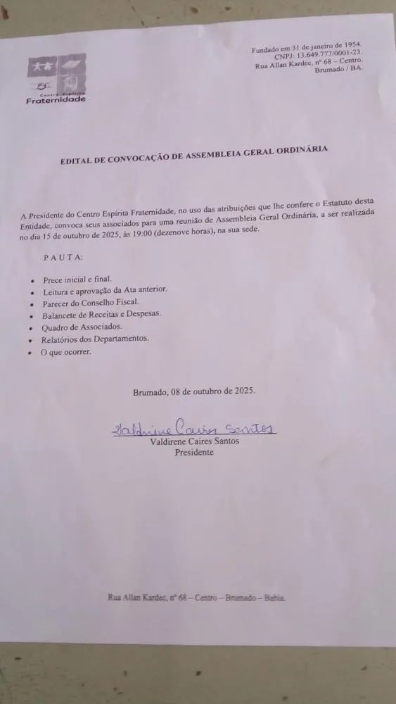 Edital de Convocação De Assembleia Geral